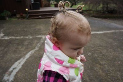 Sofia's very first pigtails.