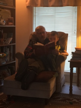 Reading stories with Grandpa.